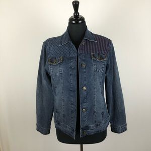 DG2 Diane Gilman American Flag Denim Jean Jacket